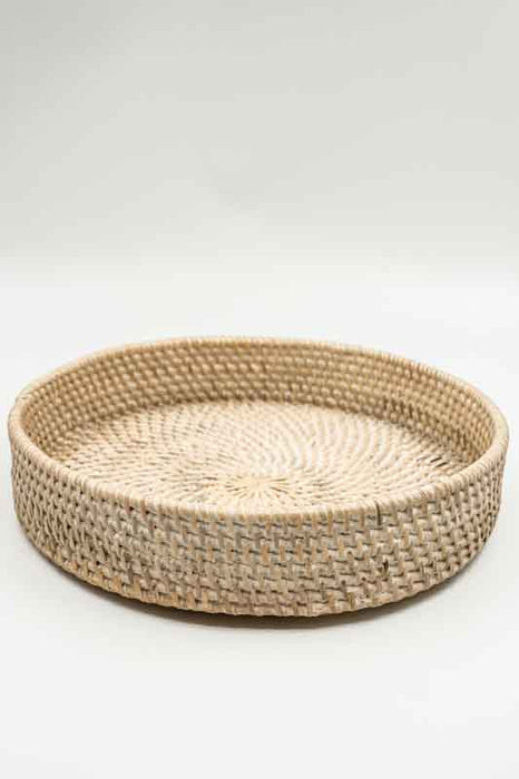 Serviertablett Rattan dunkelbraun rund gross 31x6cm