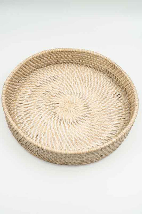 Serviertablett Rattan dunkelbraun rund gross 31x6cm