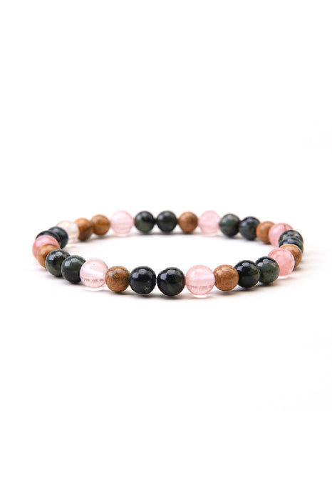 Bracelet 6mm Kambaba Jasper, Picture Jasper 8mm Cherry Quartz 18.5cm