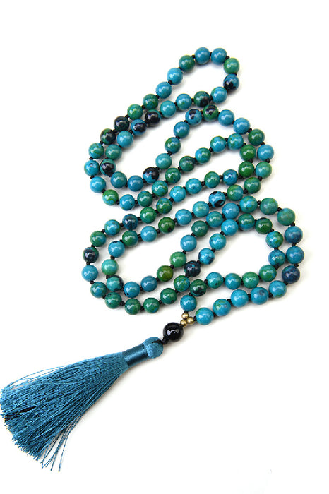 Mala necklace 8mm Chrysocolla 108 beads