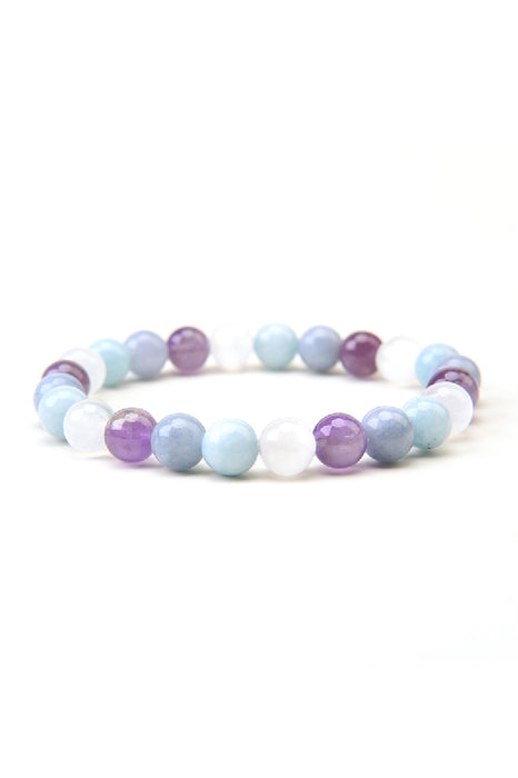 Bracelet 8mm aquamarine, dream amethyst, angelite, selenite 19cm