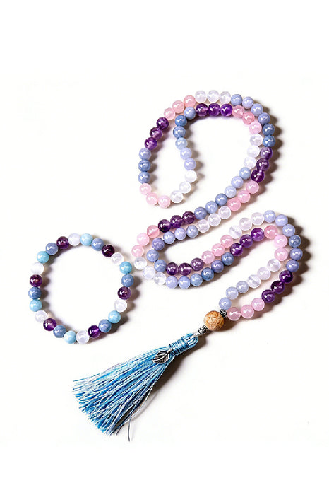 Bracelet 8mm aquamarine, dream amethyst, angelite, selenite 19cm