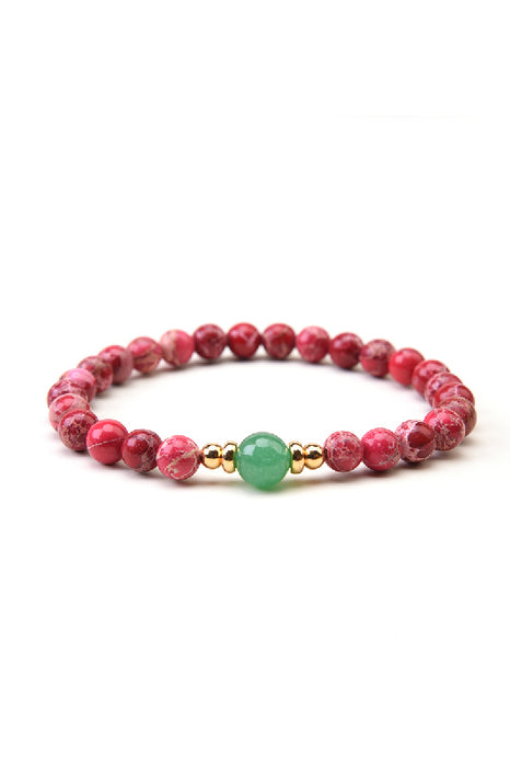 Bracelet 6mm red marine sediment jasper 18.5cm