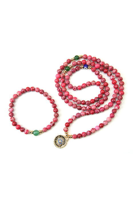 Bracelet 6mm red marine sediment jasper 18.5cm