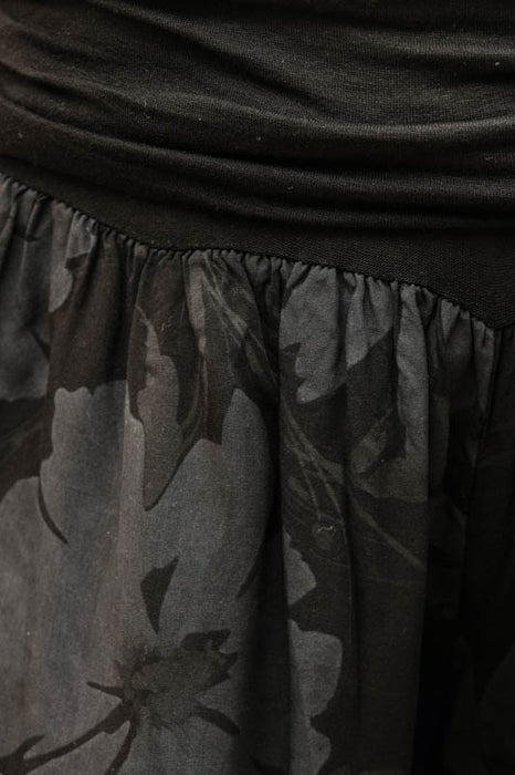 Black viscose harem pants with floral pattern - One Size