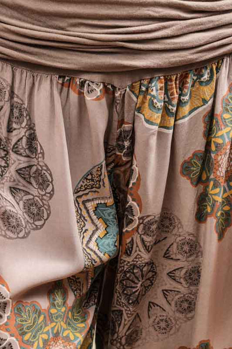 Harem pants viscose taupe mandala - one size