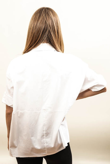 Cotton blouse, 3/4 sleeves, white, 3 cats - One Size