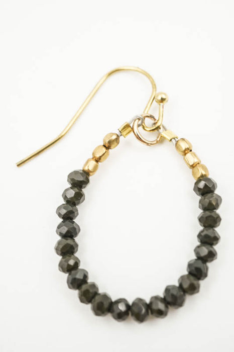 Earrings Hoop Glass Beads Black