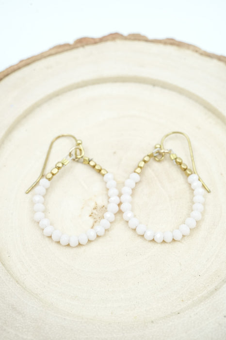 Boucles d'oreilles créoles perles de verre roses