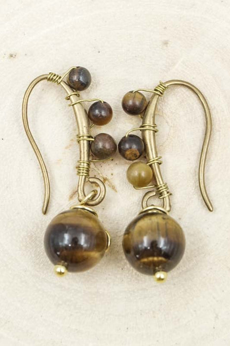 Earrings Tiger's Eye large ornate