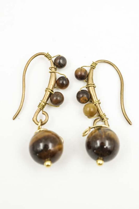 Earrings Tiger's Eye large ornate