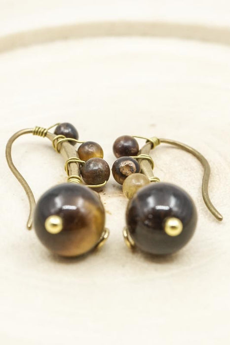 Earrings Tiger's Eye large ornate