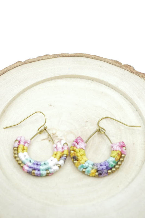 Earrings Glass Beads half-round yellow/pink/multicolor