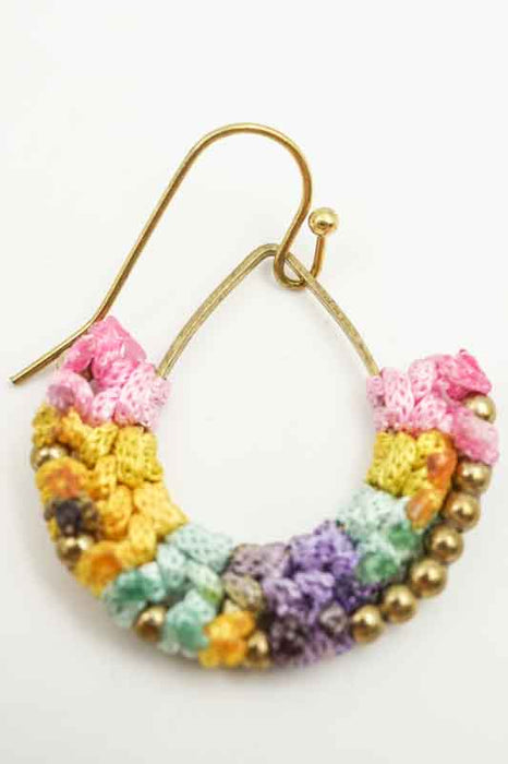 Earrings Glass Beads half-round yellow/pink/multicolor