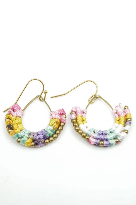 Earrings Glass Beads half-round yellow/pink/multicolor