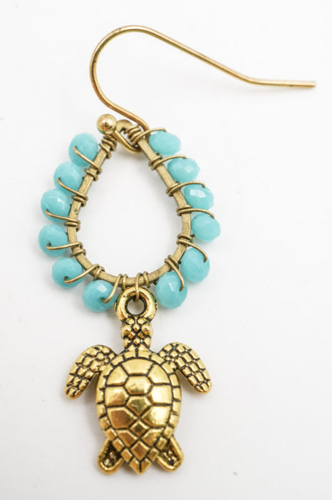 Boucles d'oreilles perles de verre tortue turquoise