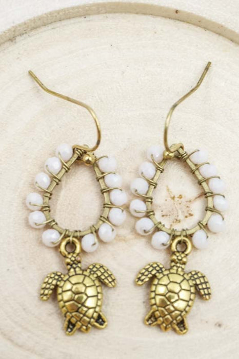 Boucles d'oreilles perles de verre tortue rose