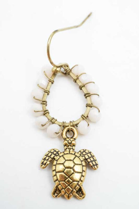 Boucles d'oreilles perles de verre tortue rose