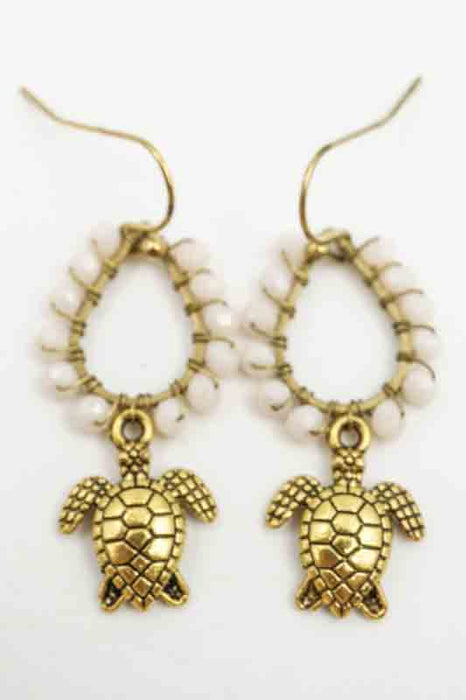 Boucles d'oreilles perles de verre tortue rose