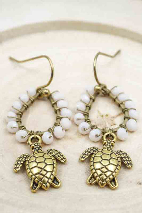 Boucles d'oreilles perles de verre tortue rose