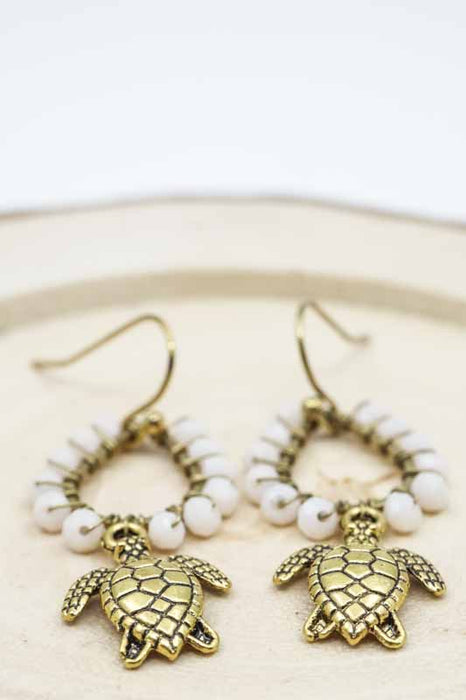 Boucles d'oreilles perles de verre tortue rose