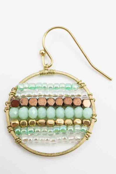 Earrings Circle Glass Beads light green/pink/multicolor