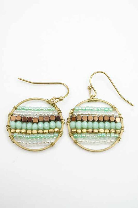 Earrings Circle Glass Beads light green/pink/multicolor