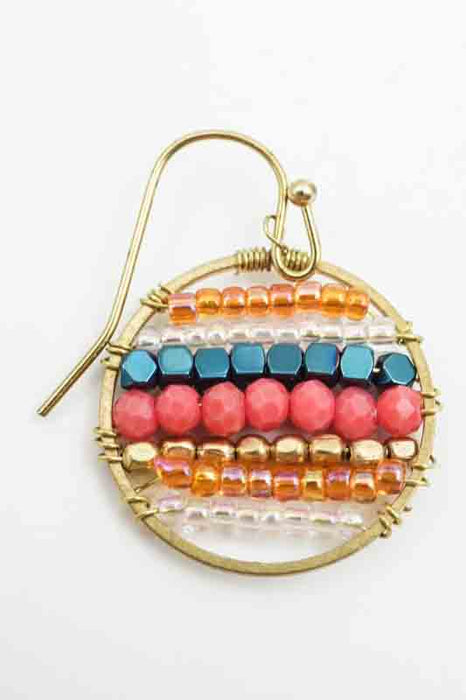 Earrings Circle Glass Beads red/blue/multicolor