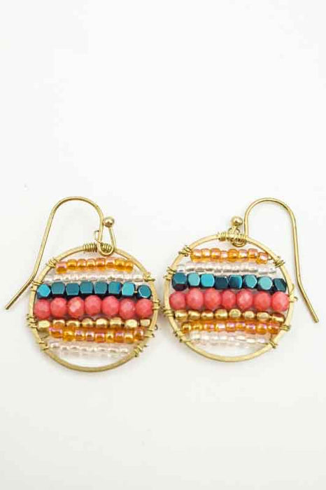 Earrings Circle Glass Beads red/blue/multicolor