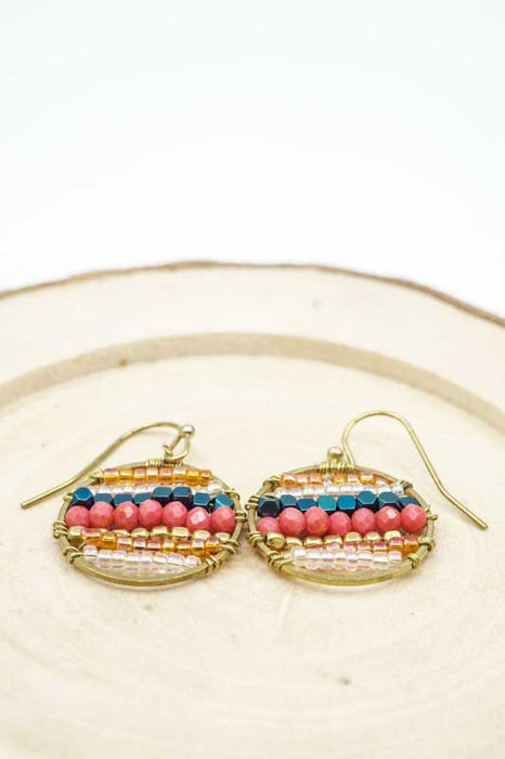 Earrings Circle Glass Beads red/blue/multicolor