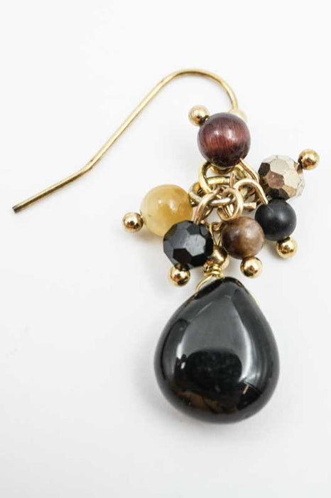 Boucles d'oreilles perles de verre et obsidienne