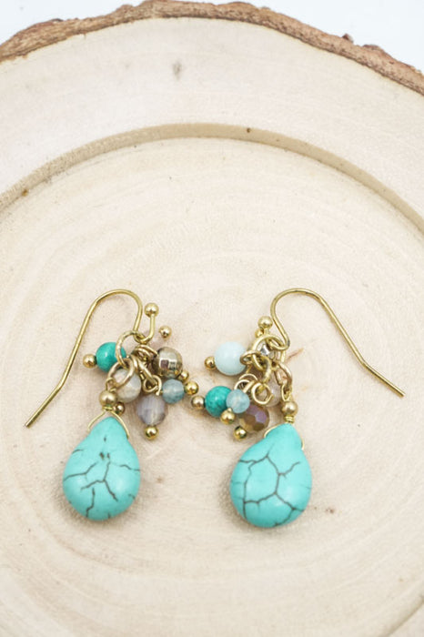 Boucles d'oreilles perles de verre avec turquoise