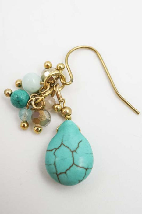 Boucles d'oreilles perles de verre avec turquoise