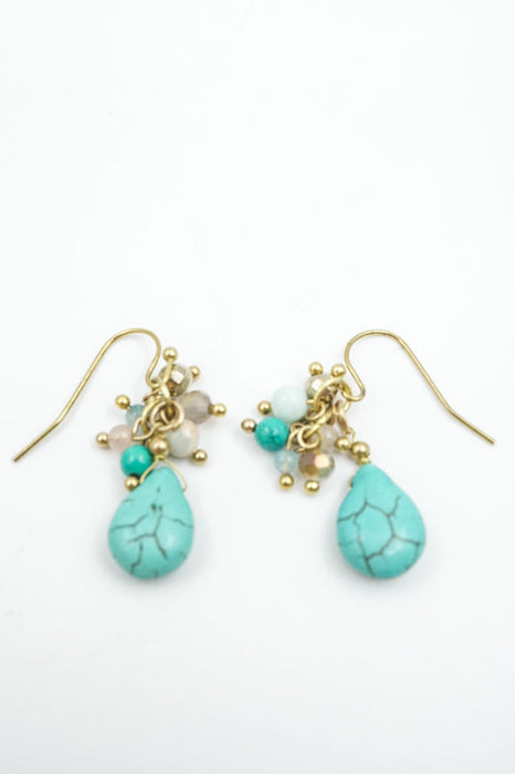 Boucles d'oreilles perles de verre avec turquoise