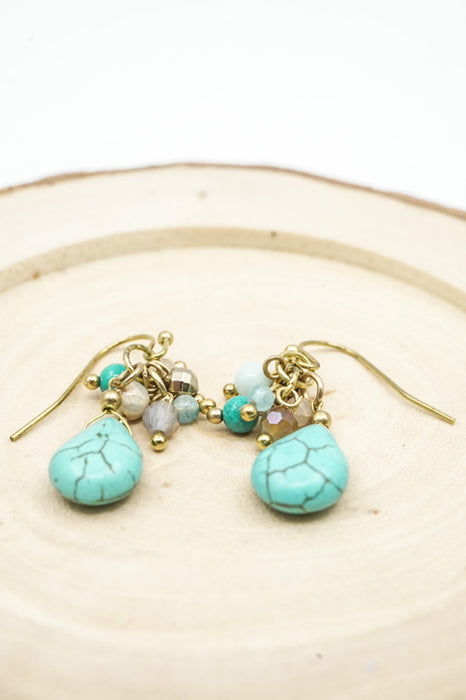 Boucles d'oreilles perles de verre avec turquoise