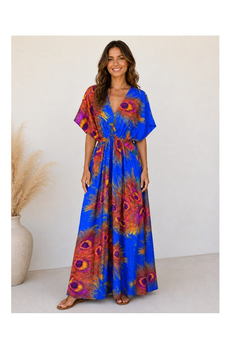 Dress long batwing sleeves rayon assorted - One Size