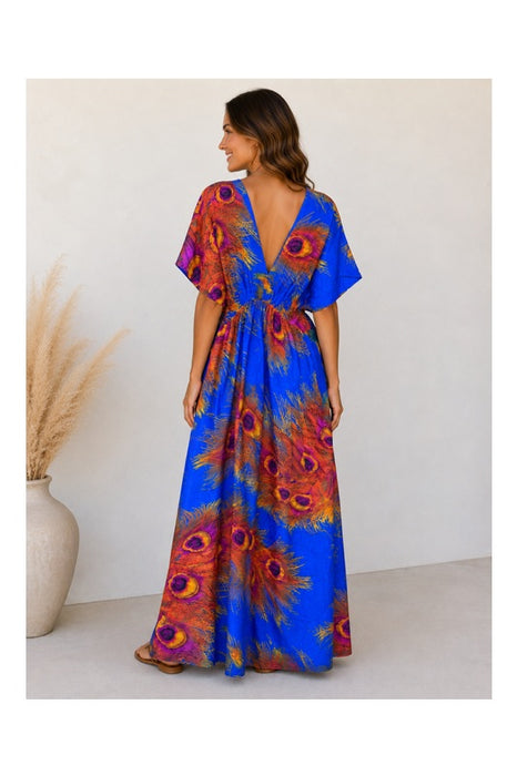 Dress long batwing sleeves rayon assorted - One Size