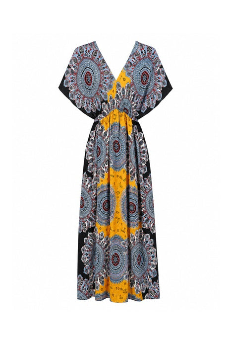 Long Dress Batwing Sleeves Rayon Assorted - One Size