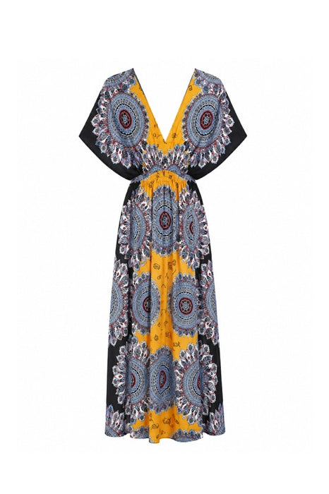 Long Dress Batwing Sleeves Rayon Assorted - One Size