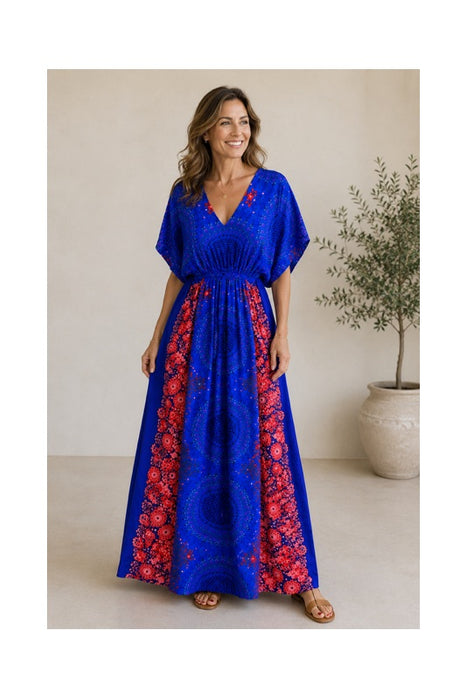 Dress long batwing sleeves rayon assorted - One Size