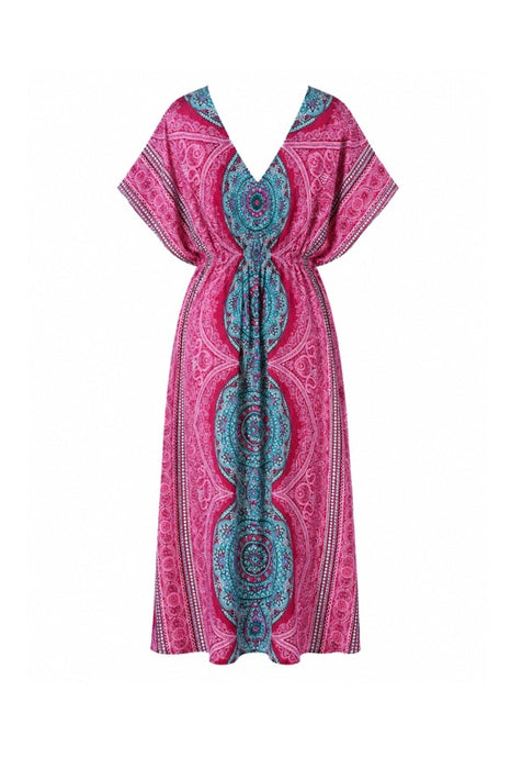 Long Dress Batwing Sleeves Rayon Assorted - One Size