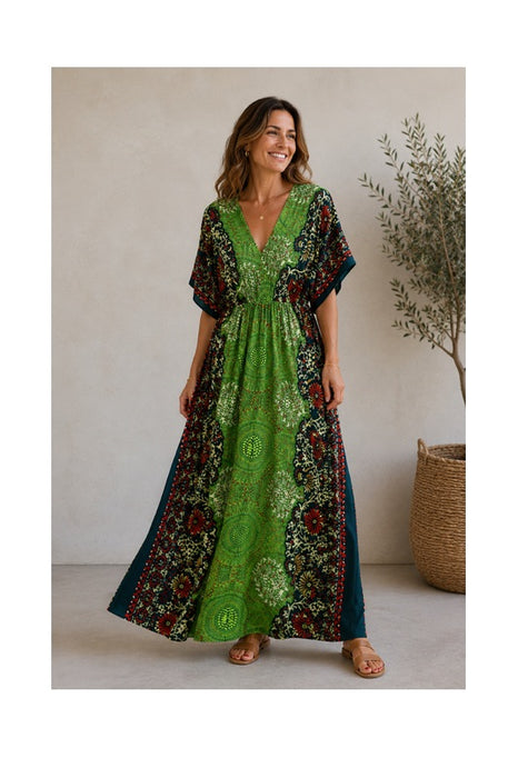 Dress long batwing sleeves rayon assorted - One Size