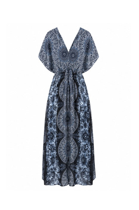 Long dress batwing sleeves rayon assorted - One size