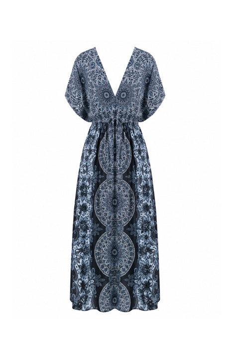 Long dress batwing sleeves rayon assorted - One size