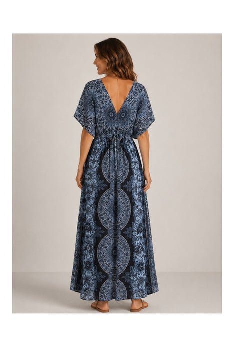 Long dress batwing sleeves rayon assorted - One size