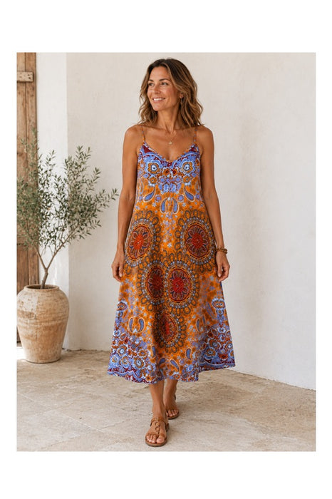 Robe longue à bretelles en rayonne assortie - Taille unique