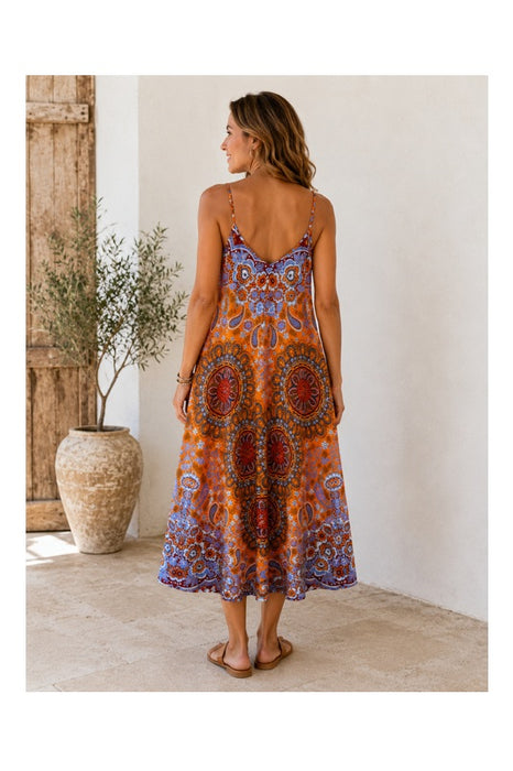Robe longue à bretelles en rayonne assortie - Taille unique