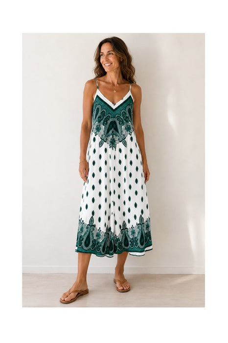 Robe longue à bretelles en rayonne assortie - Taille unique