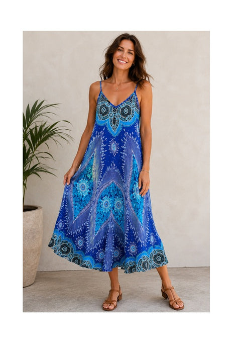 Long slip dress Rayon assorted - One Size