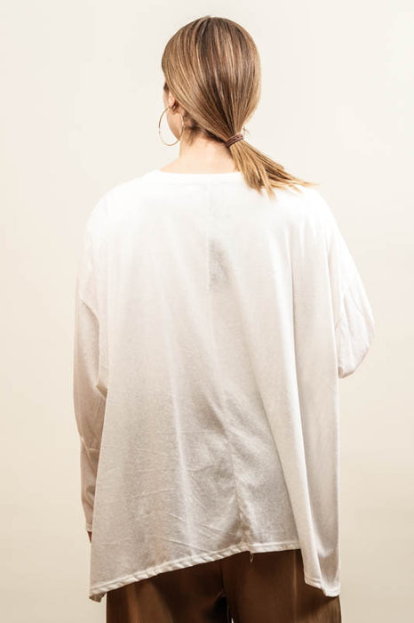 Cotton/nylon sweater with tree of life, beige - One Size